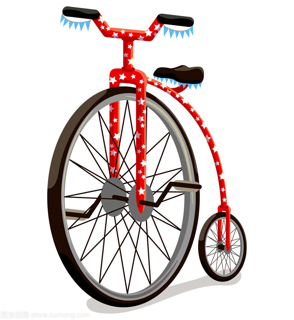 馬戲團自行車被隔絕在白色背景上